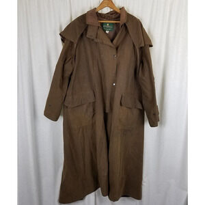 Jackeroos Oiled Canvas Duck Waxed Cape Top Stockman Drovers Trench Coat Mens 5 L